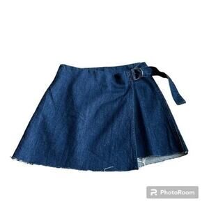Madewell Denim mini skirt with belt buckle tie
